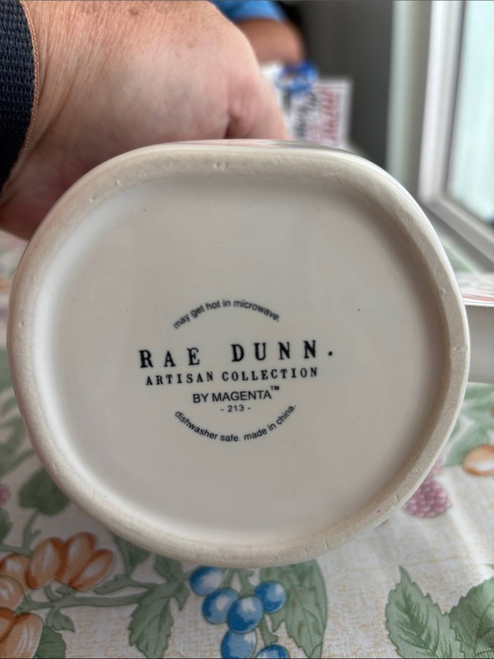 Rae Dunn White Mug with Yellow Interior "Think Positive" - Picture 2 of 3